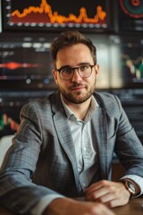 Fototapeta premium Portrait of a crypto broker advising on investment options, Generative AI