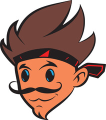 A pirate Cartoon Face Silhouette vector art illustration Eps-10,face of a person, king character face, Character face , A character of pairets, Moustache Man. colorful logotype