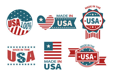 Made in USA . Set of various america badges and emblems . Vector .