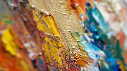 Obraz premium Close up of colorful oil paint on a canvas.