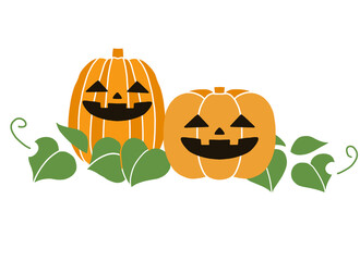 ハロウィンのかぼちゃとツタの背景イラスト
