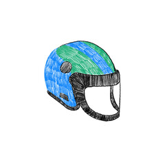 cool transparent motorcycle helmet pencil sketch illustration PNG
