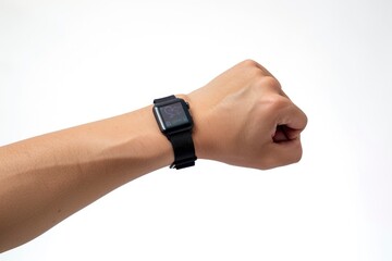 A Person's Arm Wearing a Black Smartwatch with a Navigation App Displayed