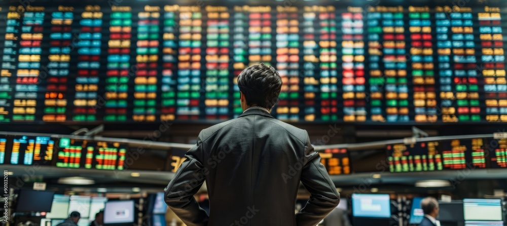 Poster stock trade exchange data display. finance statistic value market data. generative ai technology.