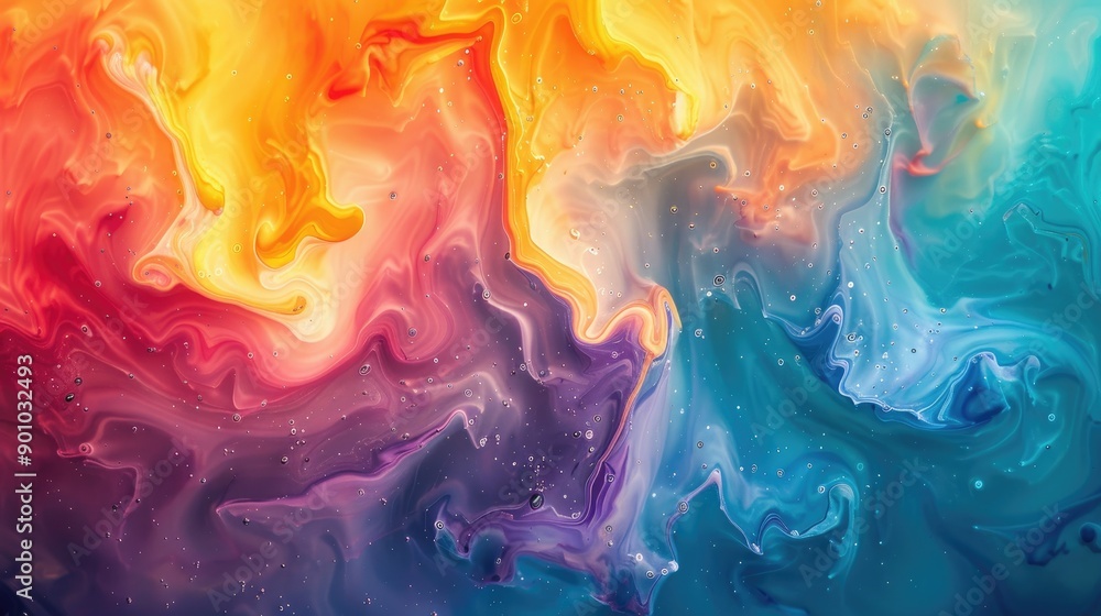 Wall mural Abstract, colorful fluid dynamics in motion