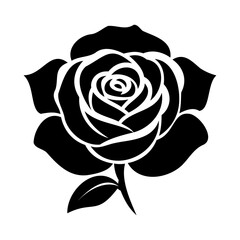 A silhouette flora rose logo and icon design, simple black vector graphic illustration