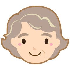 かわいいおばあさんのアイコンイラスト/顔・線あり