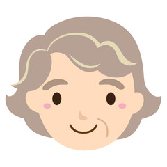 かわいいおばあさんのアイコンイラスト/顔・線なし