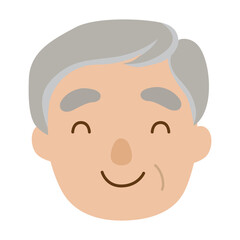 Obraz premium かわいいおじいさんのアイコンイラスト/笑顔・線なし