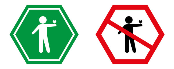 set de Señalética de hombre regalando un corazón. Concepto de amor. Formato vectorial.