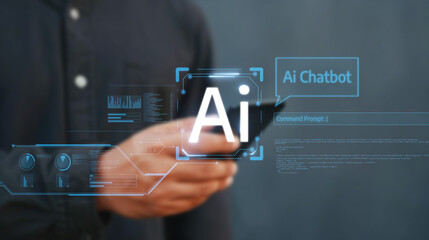 Human interact with AI artificial intelligence virtual assistant chatbot in concept of AI artificial intelligence prompt engineering, LLM AI deep learning to use generative AI for work support. FaaS