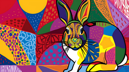 Abstract rabbit art design, wallpaper, the art of colorful beauty