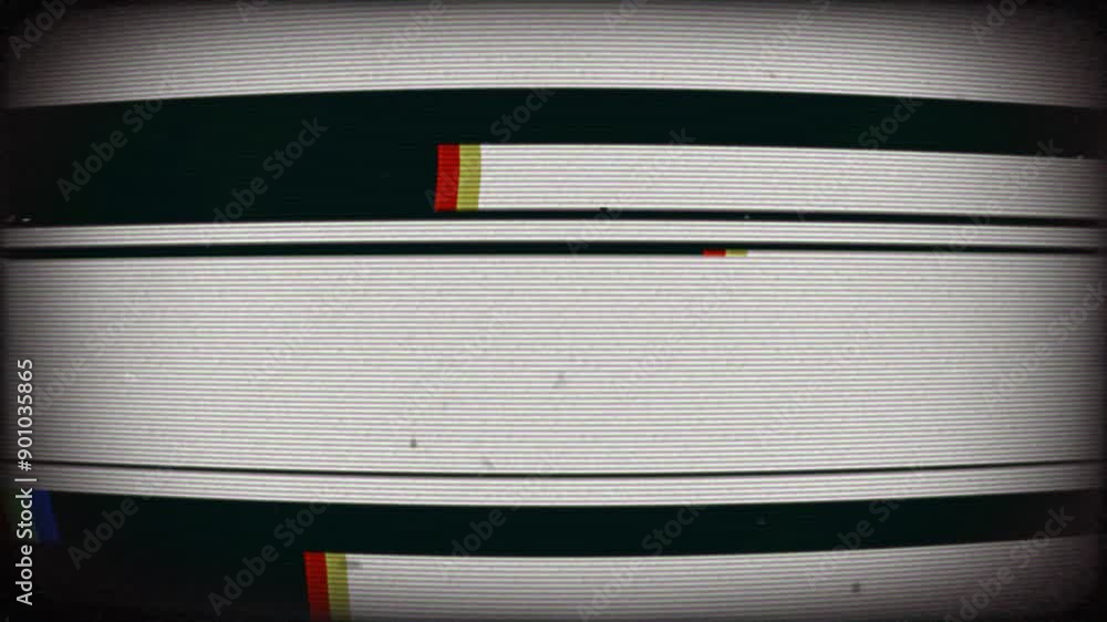 Poster television or computer screen with fast moving square shapes, circles, glitches and distortion effec