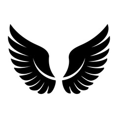 A realistic angel wings in black silhouette vector graphic style