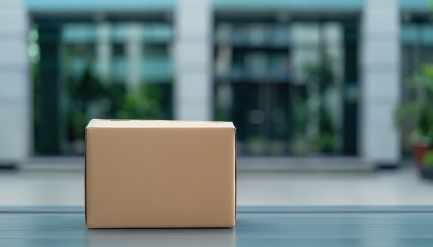 A package being delivered to an office building, high resolution,