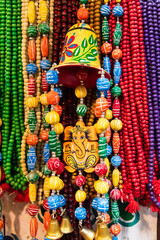 Fototapeta premium India, Uttar Pradesh, Varanasi, Bangali Tola. Colorful beads for sale.