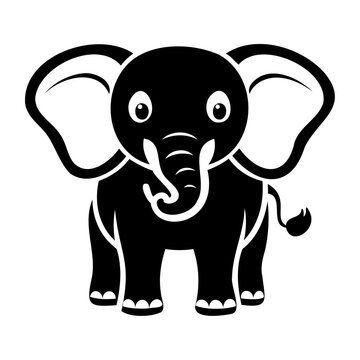 recommend clip art: A cute baby elephant black silhouette vector illustration