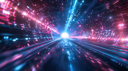 Futuristic motion graphic. Ultra violet neon light glow. 3D rendering, Abstract neon lights background