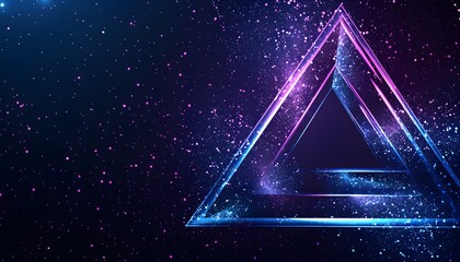 3d render, ultraviolet neon triangular portal, glowing lines, tunnel, corridor, virtual reality, abstract fashion background, violet neon lights, arch, pink blue triangle, spectrum, laser show 