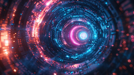 Obraz premium Futuristic motion graphic. Ultra violet neon light glow. 3D rendering, Abstract neon lights background