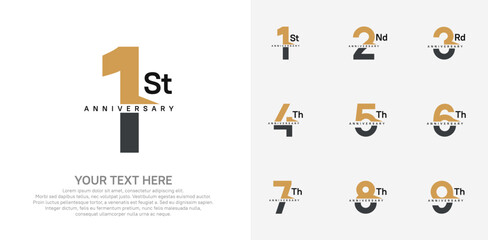 anniversary set logo style with brown and black color for company celebration moment