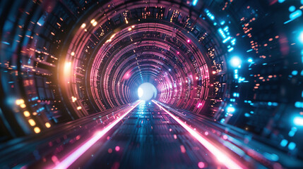 Obraz premium Futuristic motion graphic. Ultra violet neon light glow. 3D rendering, Abstract neon lights background