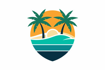 Summer beach logo design vector art Illustration 