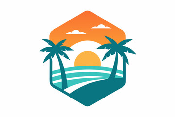 Summer beach logo design vector art Illustration 