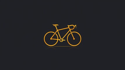 A minimalist design of a bicycle in orange outlined against a black background.