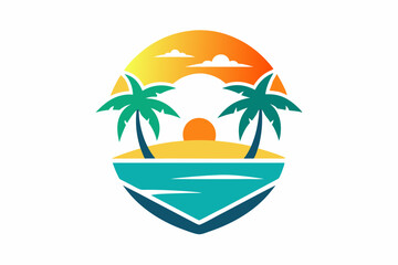 Summer beach logo design vector art Illustration 