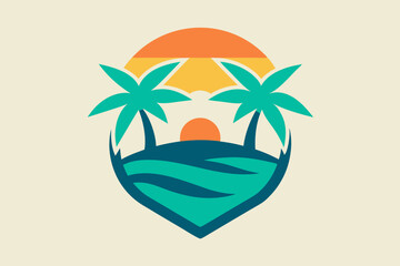 Summer beach logo design vector art Illustration 