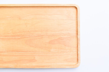 brown wooden tray isolated on white background