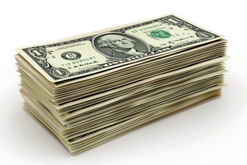 Stack of one hundred dollars banknotes close-up isolated