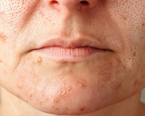 Obraz premium Closeup of a patient s face immediately after a chemical peel, showing fresh, rejuvenated skin, chemical peel, skin resurfacing