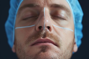 Closeup of a doctor performing a nonsurgical nose job using dermal fillers, nonsurgical rhinoplasty, cosmetic treatment