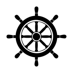 Ship steering wheel black silhouette vector illustration