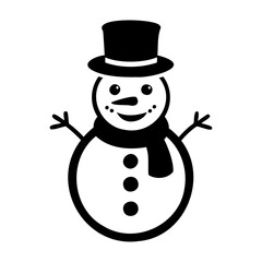 A silhouette Christmas snowman with a hat