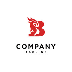 Letter B Phoenix Bird Logo Icon Vector