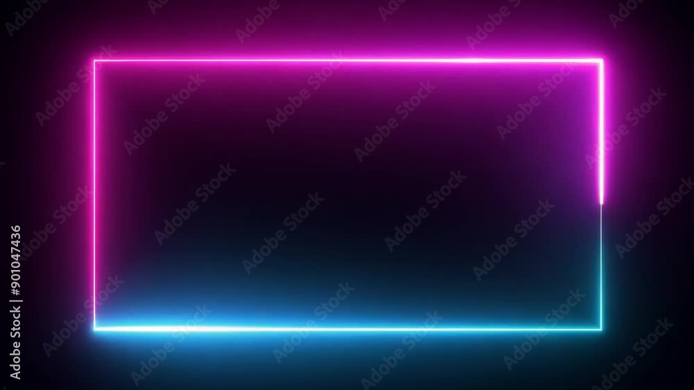 Poster neon rectangular frame animation generative ai