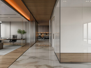 Interior of contempotary modern office. Minimalistic corporate design.