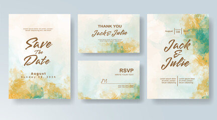 Wedding invitation with abstract watercolor background