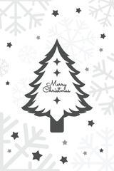 Christmas greeting card with tree object and black and white colors