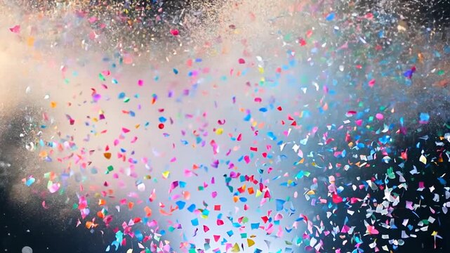 Colorful Confetti Explosion Celebrating a Joyful Event at Night Generative AI