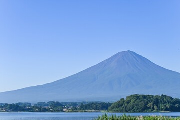 山梨県河口湖と富士山