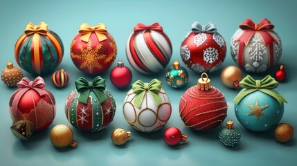 Fototapeta premium Realistic Christmas Holidays Icons – Festive Digital Design Elements 
