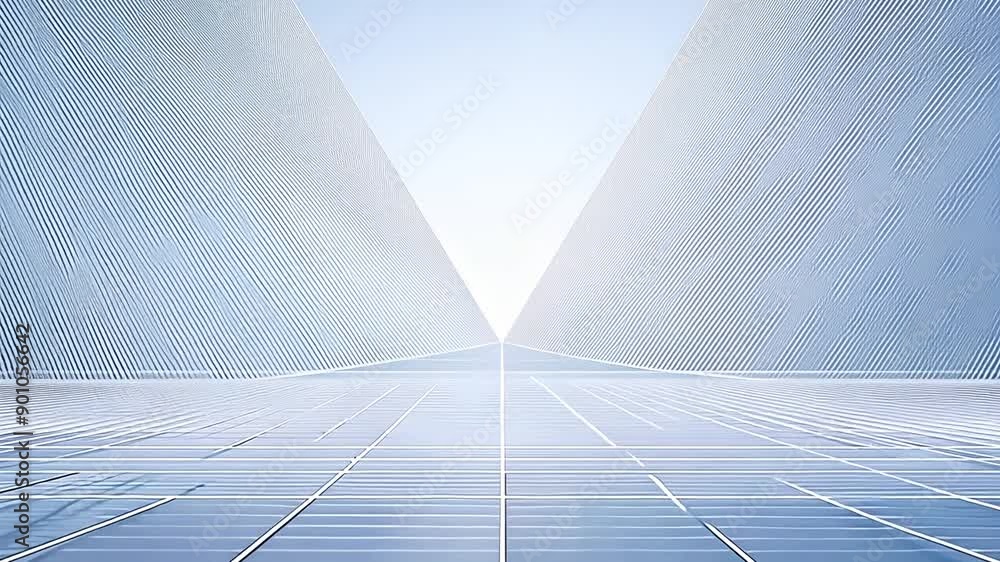 Poster thin line grid animation with forced perspective in a light atmosphere generative ai