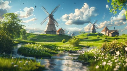 Green fields, windmills and streams are the most realistic