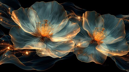 Naklejka premium Elegant glowing flowers - generative ai