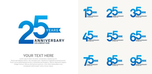 anniversary set, blue and black color with ribbon for celebration event