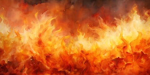 Obraz premium Watercolor fire flame fireplace abstract texture background AI Generative